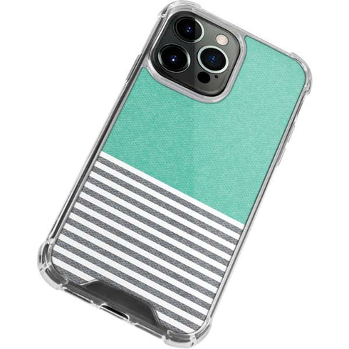 Teal and Grey Stripes iPhone 13 Pro Max Clear Case